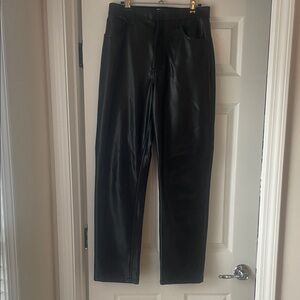 Abercrombie Black Faux Leather Straight Pants